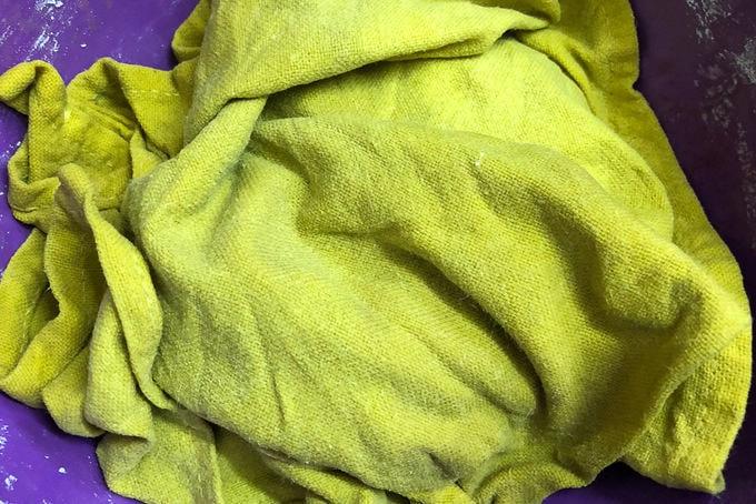 Impasto coperto con un panno umido.
