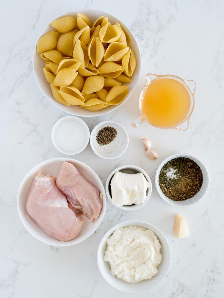 Conchiglie Ripiene di Pollo e Ricotta 3 ingredients for creamy chicken and ricotta stuffed shells