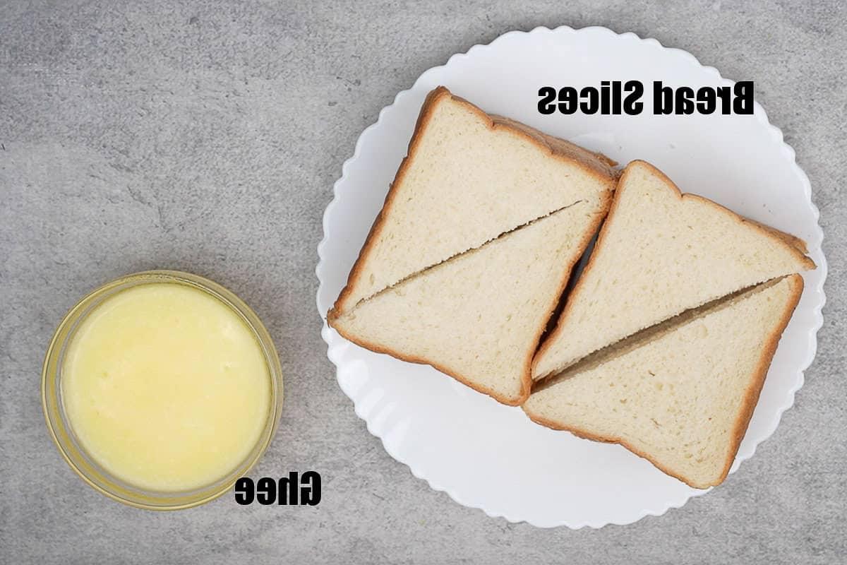 Dolce di pane 4 Ingredienti per la frittura del pane nel Double ka meetha.