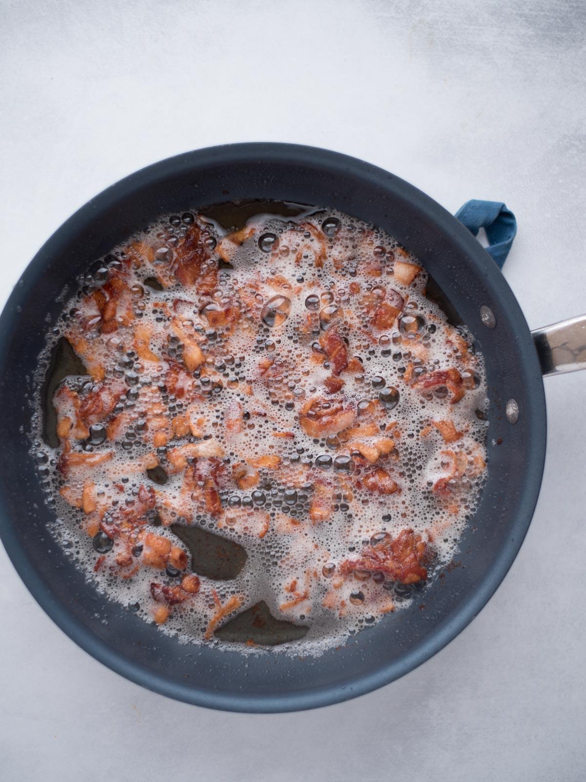 Fagiolini Irresistibili 4 Cottura della pancetta in padella