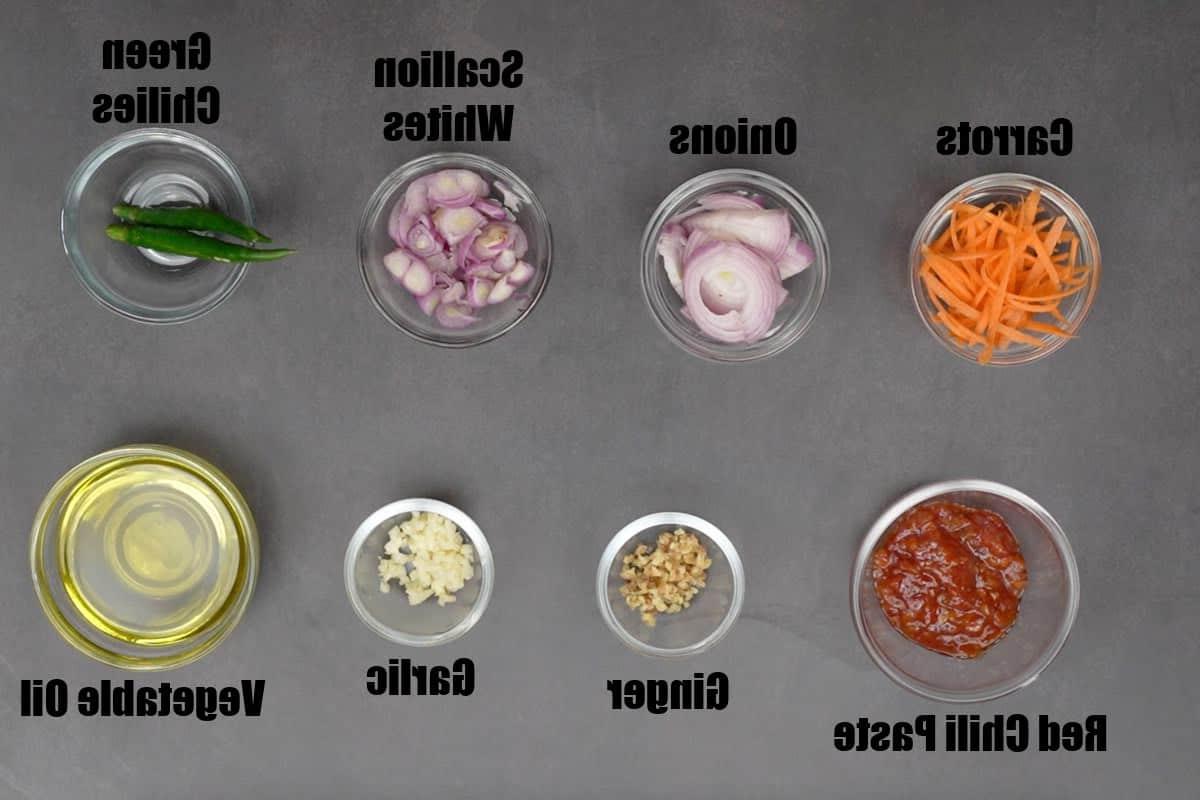 Noodles al Peperoncino e Aglio 4 Lista ingredienti per noodles all'aglio e peperoncino, parte 2.