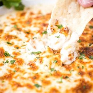 Salsa di Formaggio al Peperoncino Verde con Formaggio Cremoso 8 Patatina che intinge nella salsa verde Queso Blanco al peperoncino