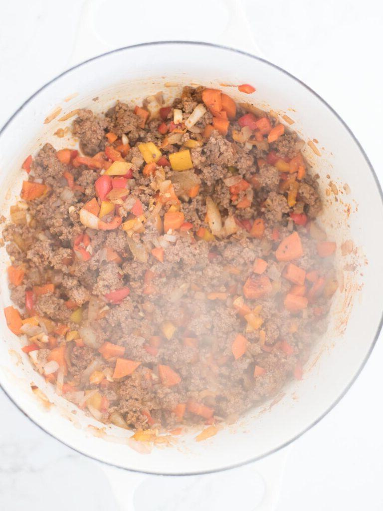 Chili di Carne Macinata e Zucca 9 misto di verdure e carne cotte
