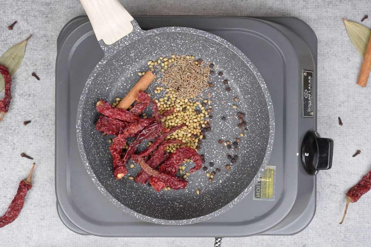 Pollo Angara 5 Ingredients to roast added to a pan.