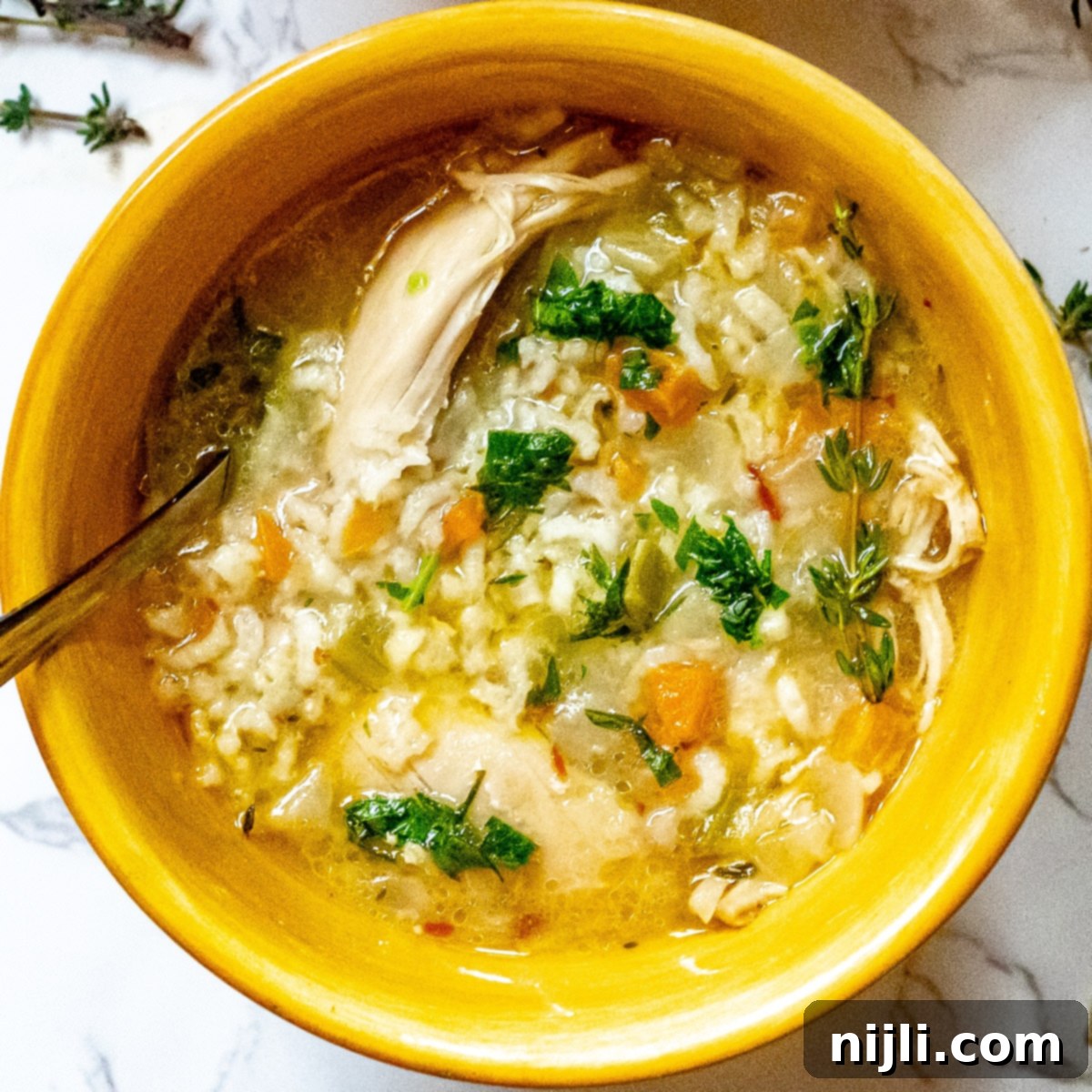 Your New Favorite Instant Pot Chicken and Rice Soup 2 a bowl of instant pot chicken and rice soup