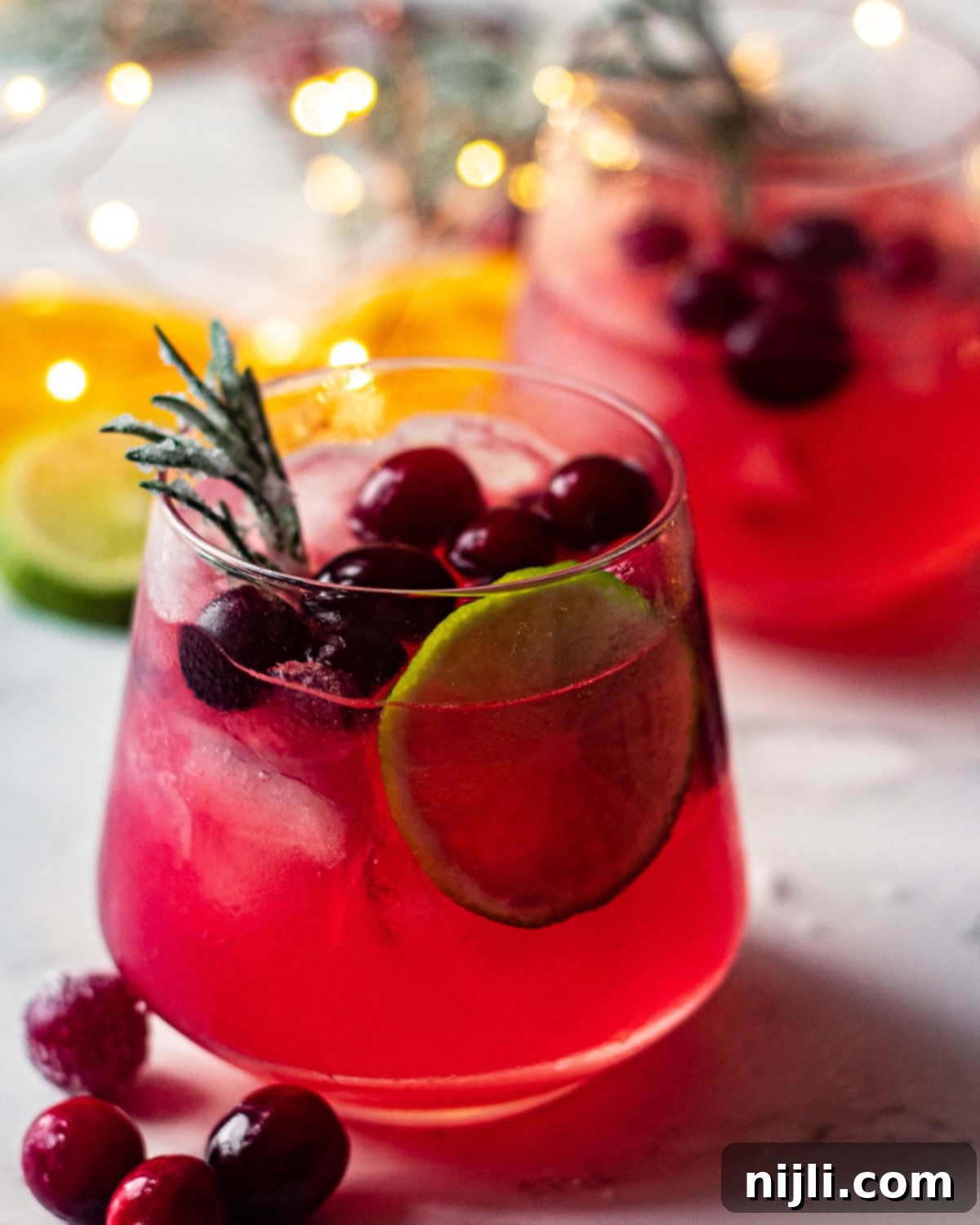 angled shot of frosted mistletoe margarita