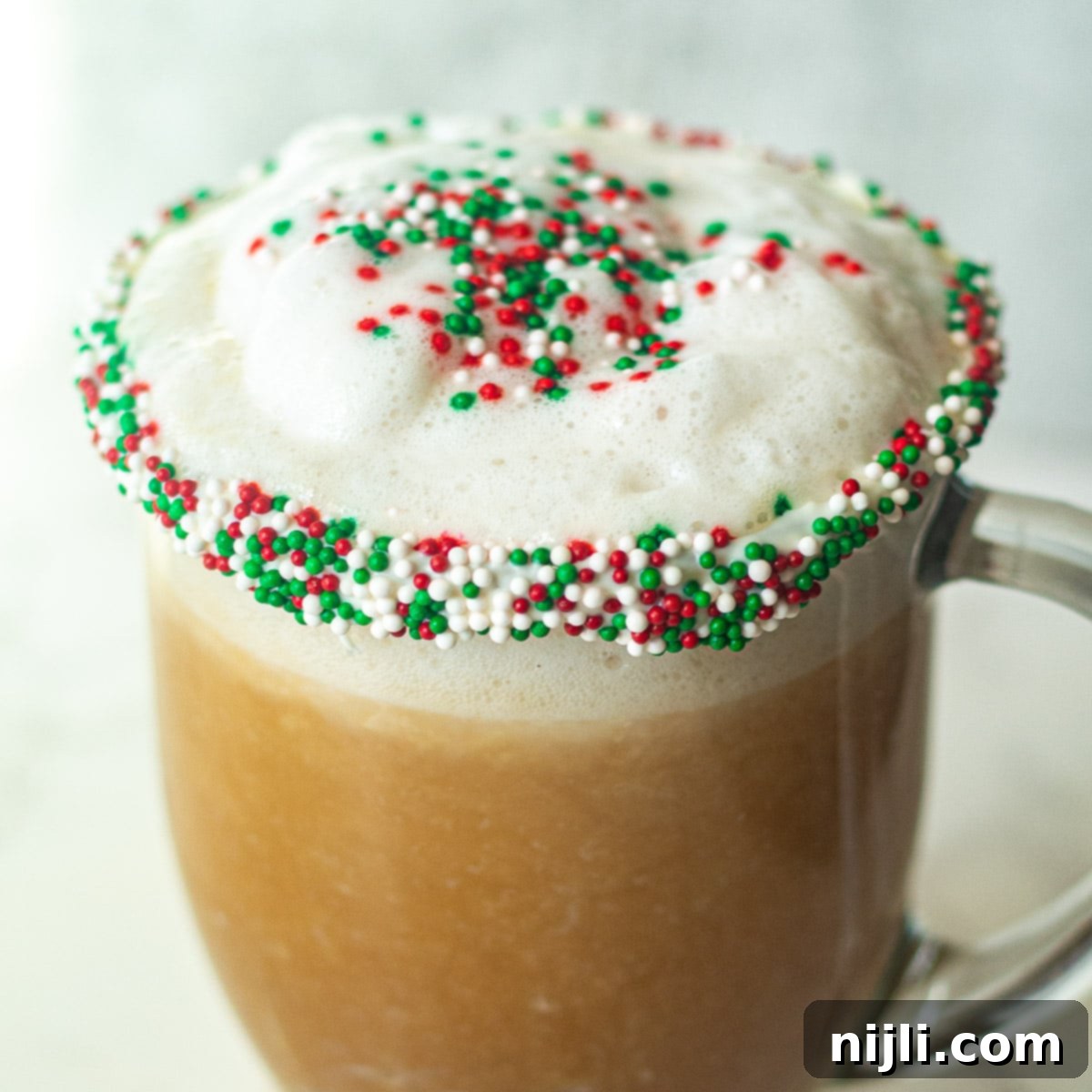 Frosted Almond Milk Cookie Iced Latte 3 closeup of sugar cookie almond milk latte