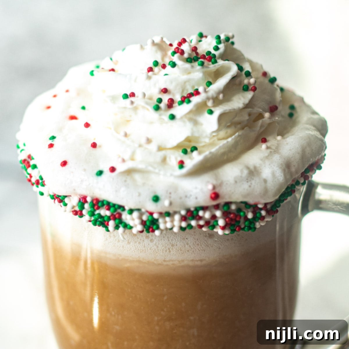 closeup of cookie latte recipe