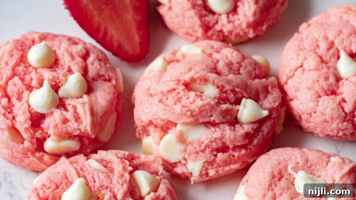Heavenly Strawberry Cheesecake Cookies 5 baked strawberry cream cheese cookies