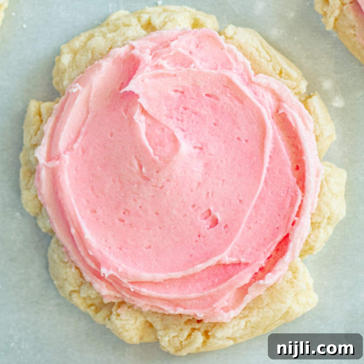 Copycat Crumbl Sugar Cookies 9 closeup of crumbl chilled sugar cookie from above