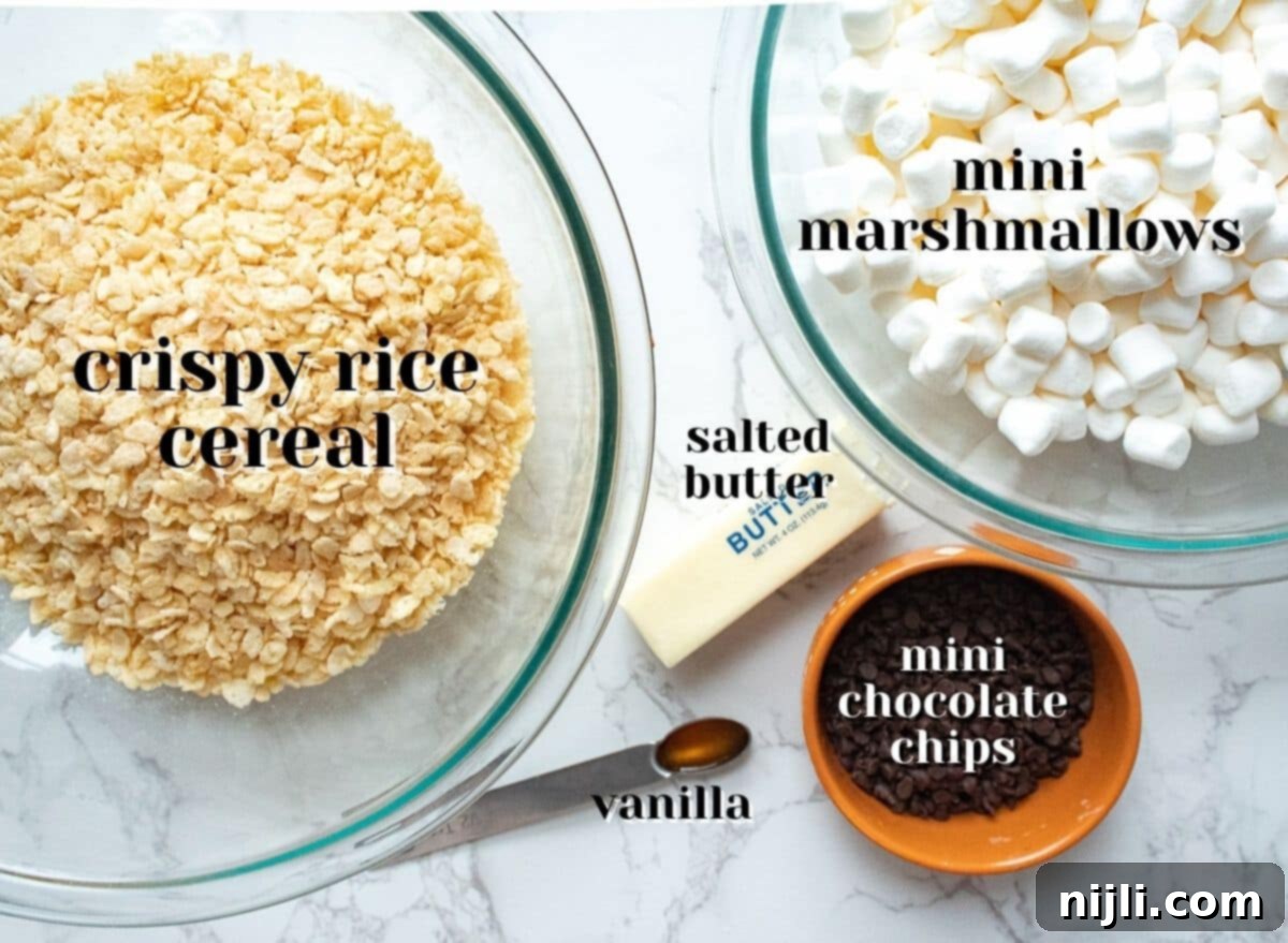 Gooey Chocolate Chip Rice Krispie Bars 4 Ingredients for Chocolate Rice Krispie Treats