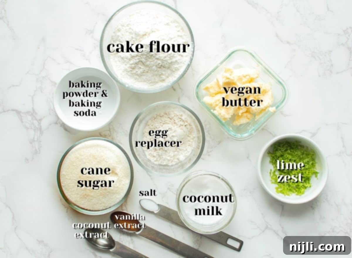 Tropical Vegan Coconut Delight 7 ingredients for dairy free coconut cake recipe
