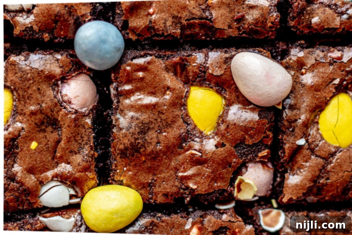 Mini Egg Brownies 5 closeup of mini egg brownies