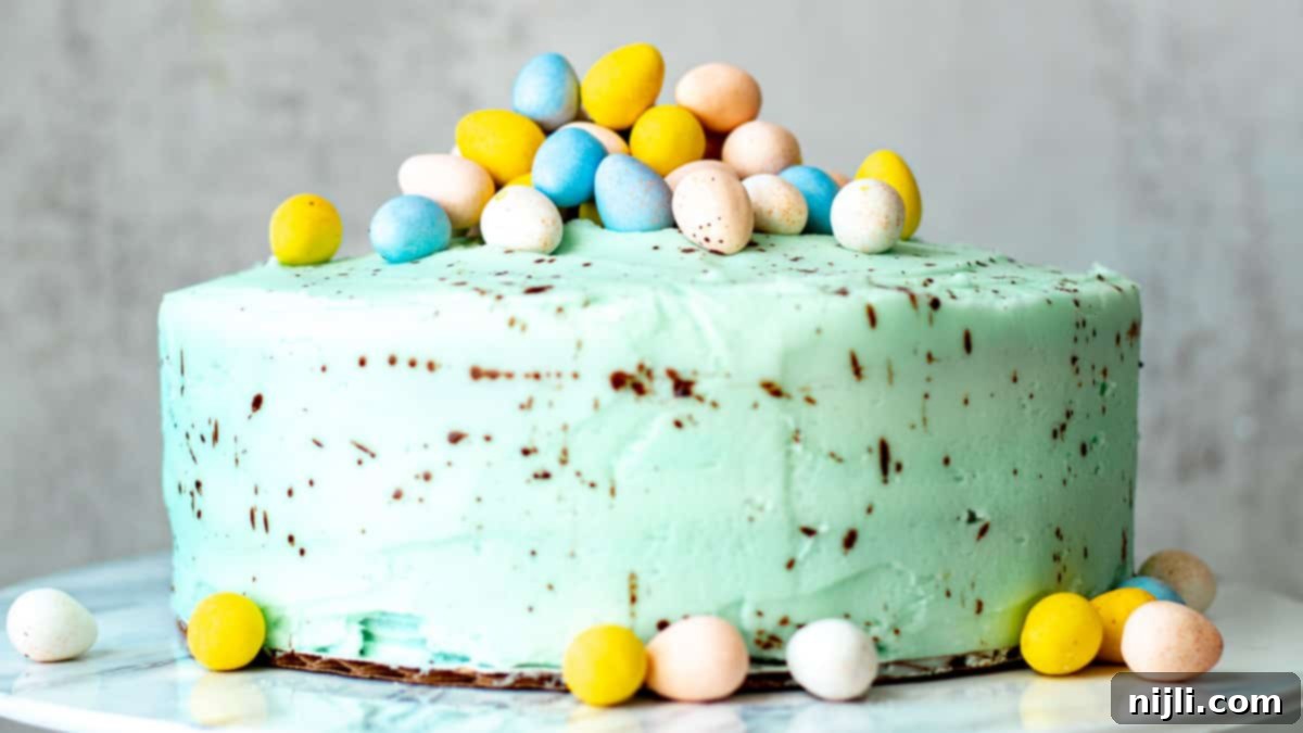 Speckled Candy Cake 5 mini eggs cake on a cake stand