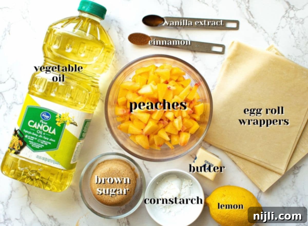 Peach Cobbler Egg Rolls 3 Peach Cobbler Egg Rolls Ingredients
