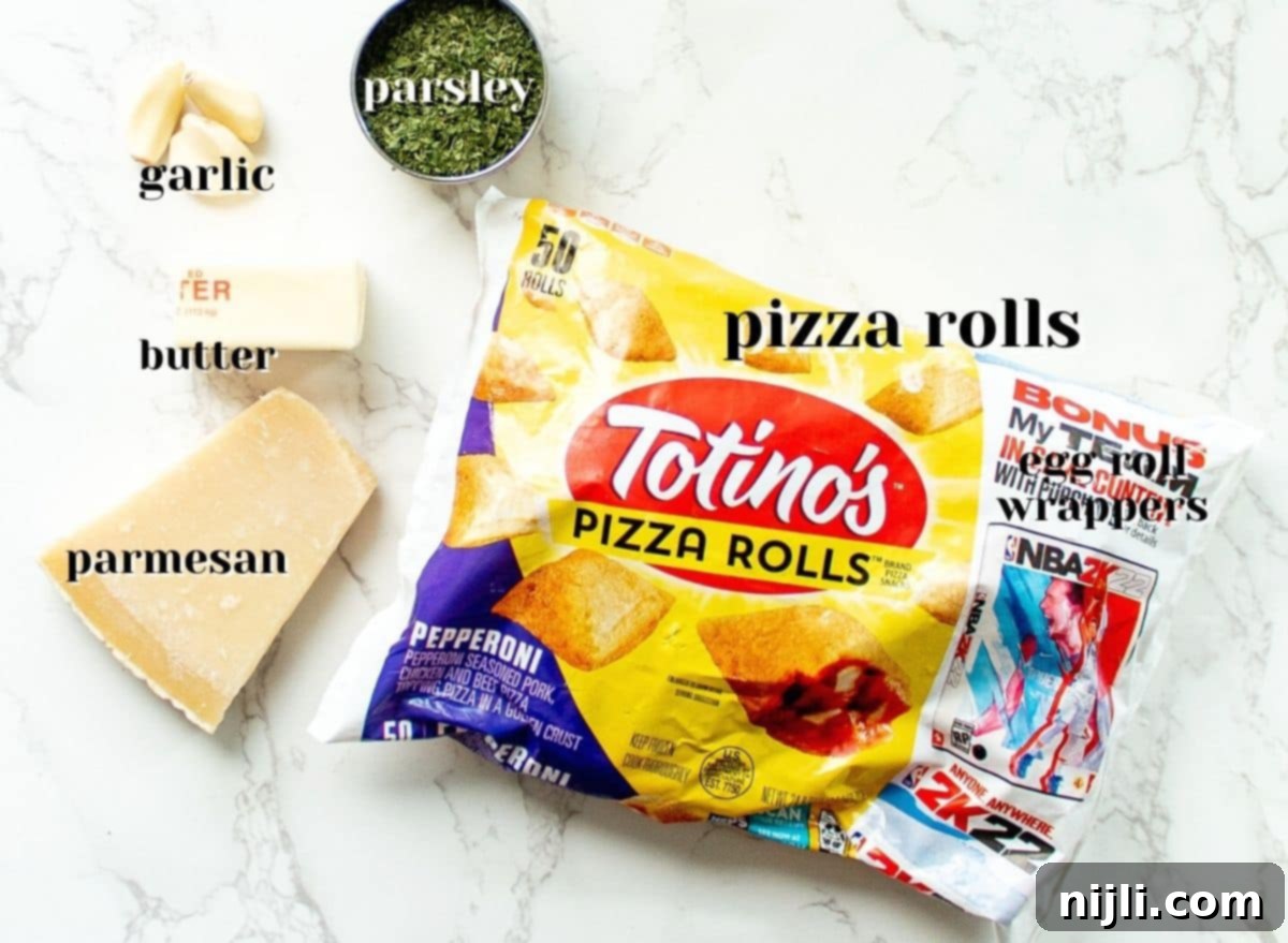 Air Fried Pizza Perfection 5 air fryer pizza rolls with garlic butter ingredients