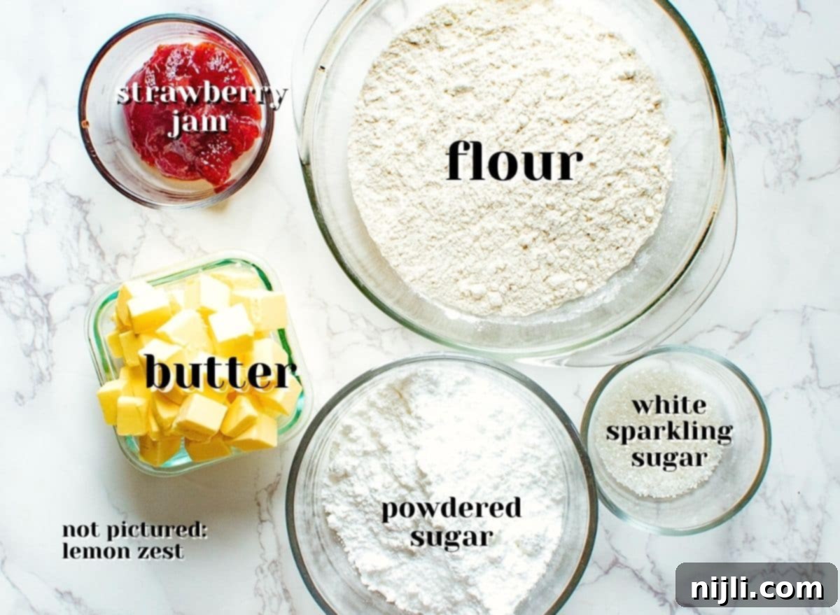 Strawberry Shortbread Delights 5 ingredients for strawberry jam cookies