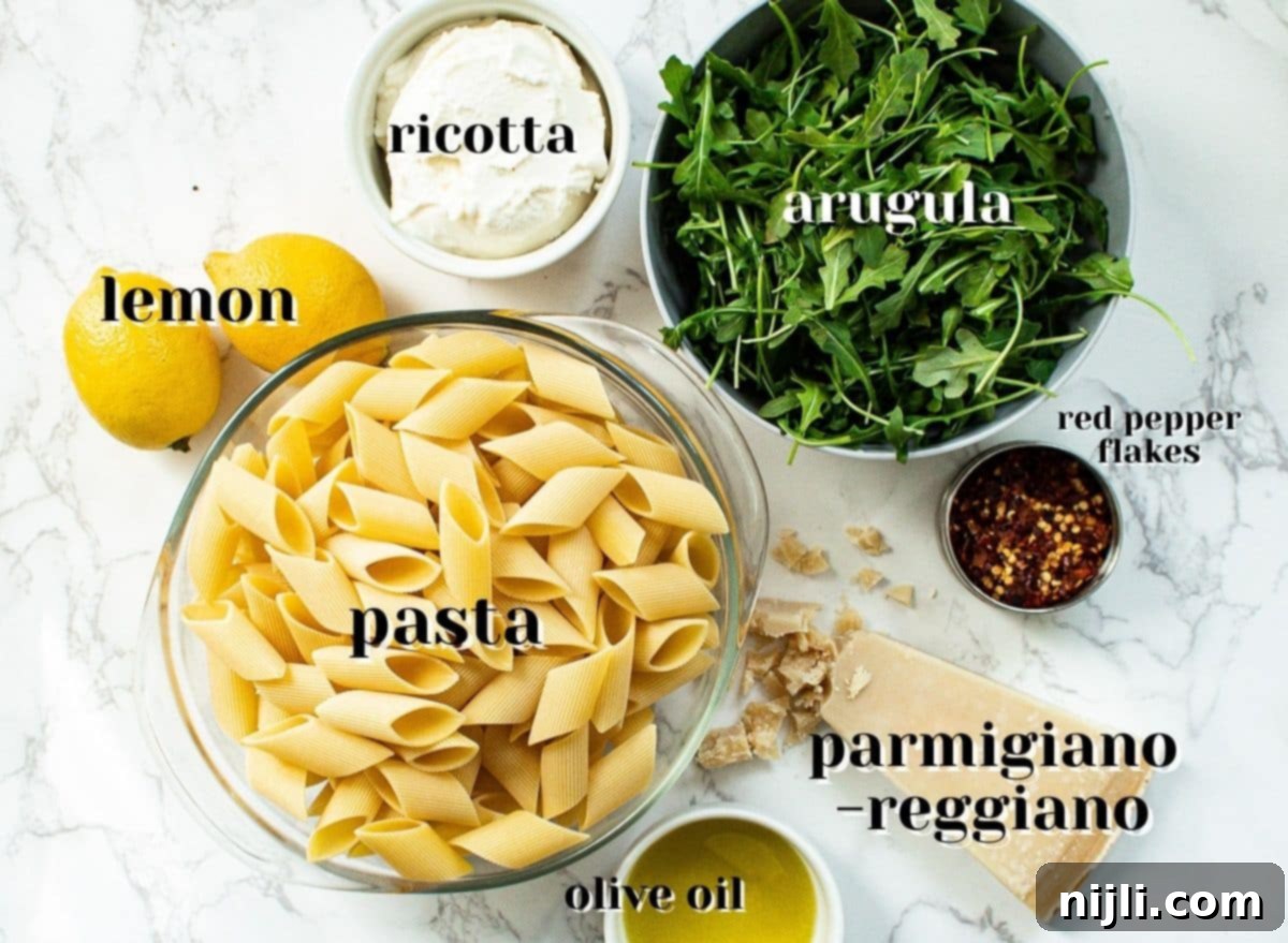 Vibrant Lemon Ricotta Pasta 4 one pot ricotta lemon pasta ingredients