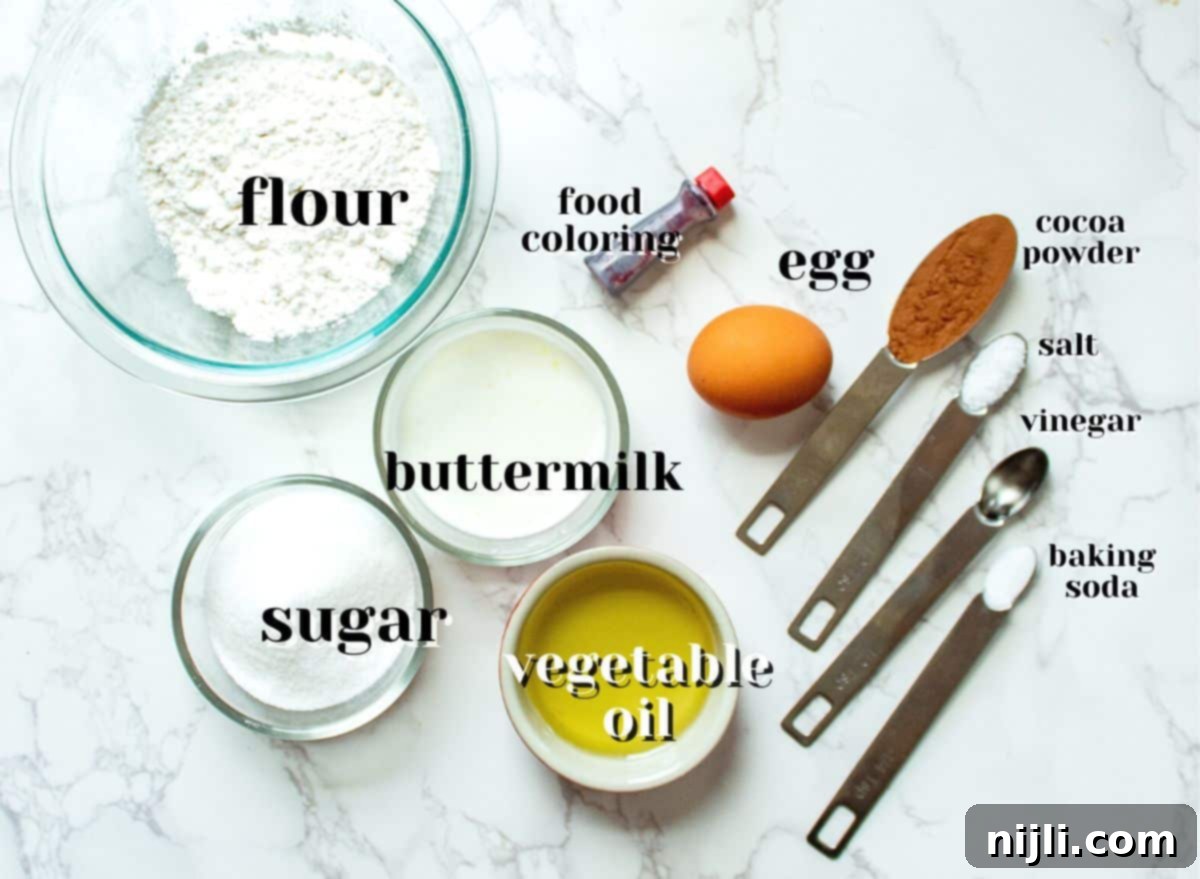 Petite Red Velvet Delights 8 ingredients for 6 inch red velvet cake
