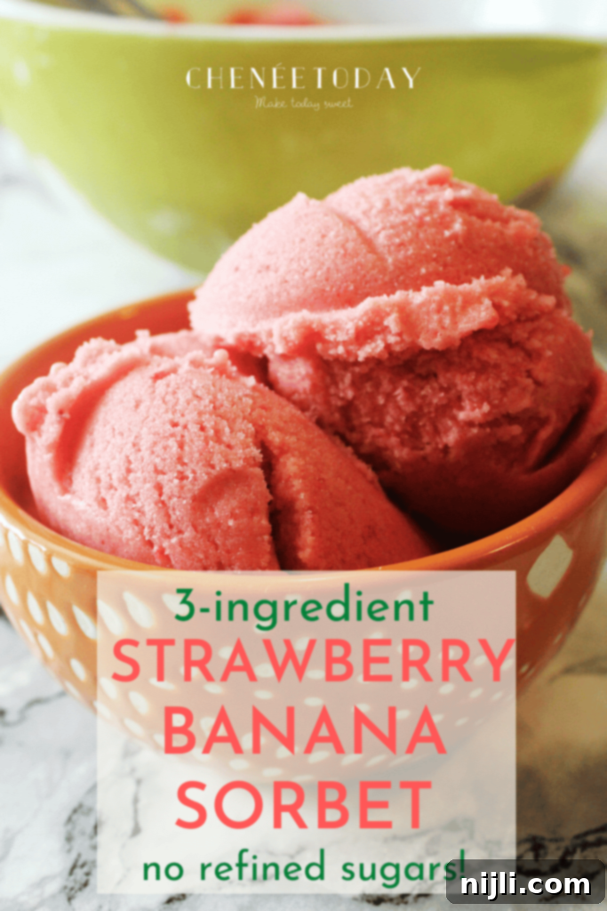 Refreshing Strawberry Banana Sorbet 6 Strawberry Banana Sorbet - 3 Ingredients and NO Refined Sugar!