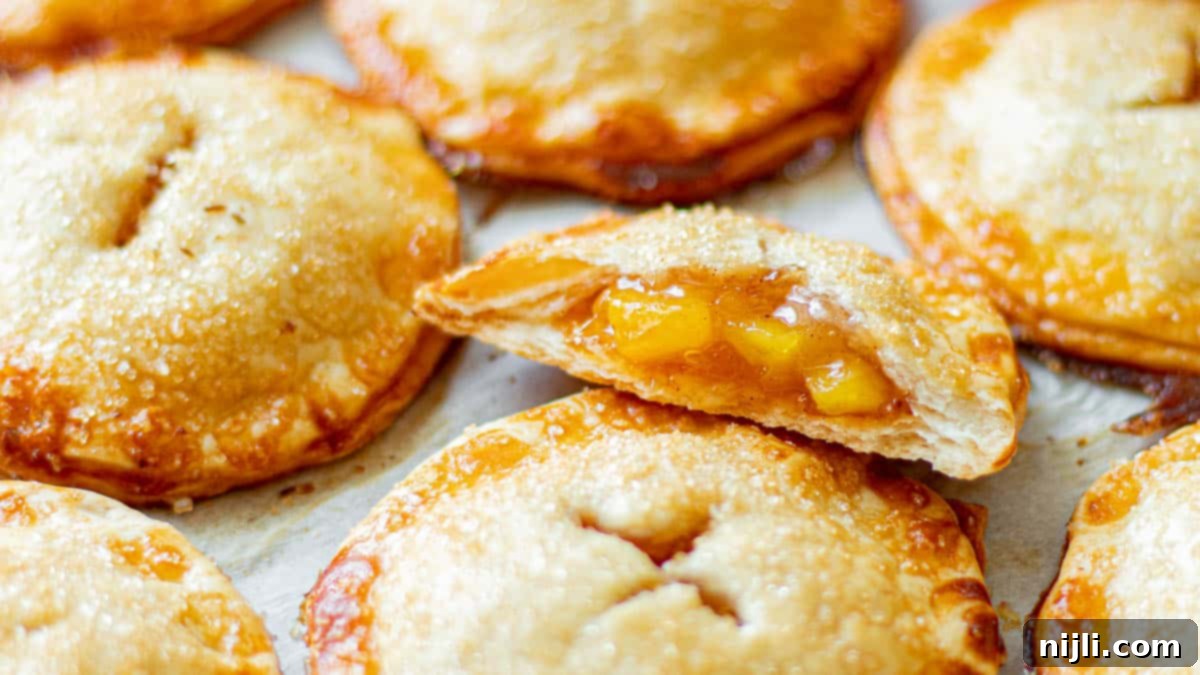 peach mango pie (jollibee recipe copycat) on a tray with a bite taken out