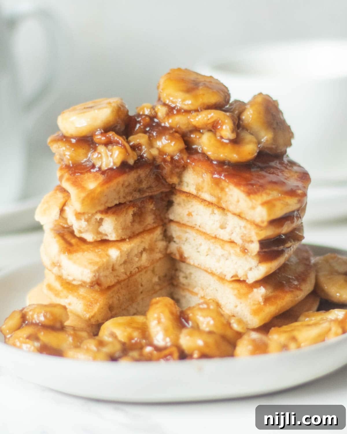 bananas foster pancakes ihop inspired on a plate