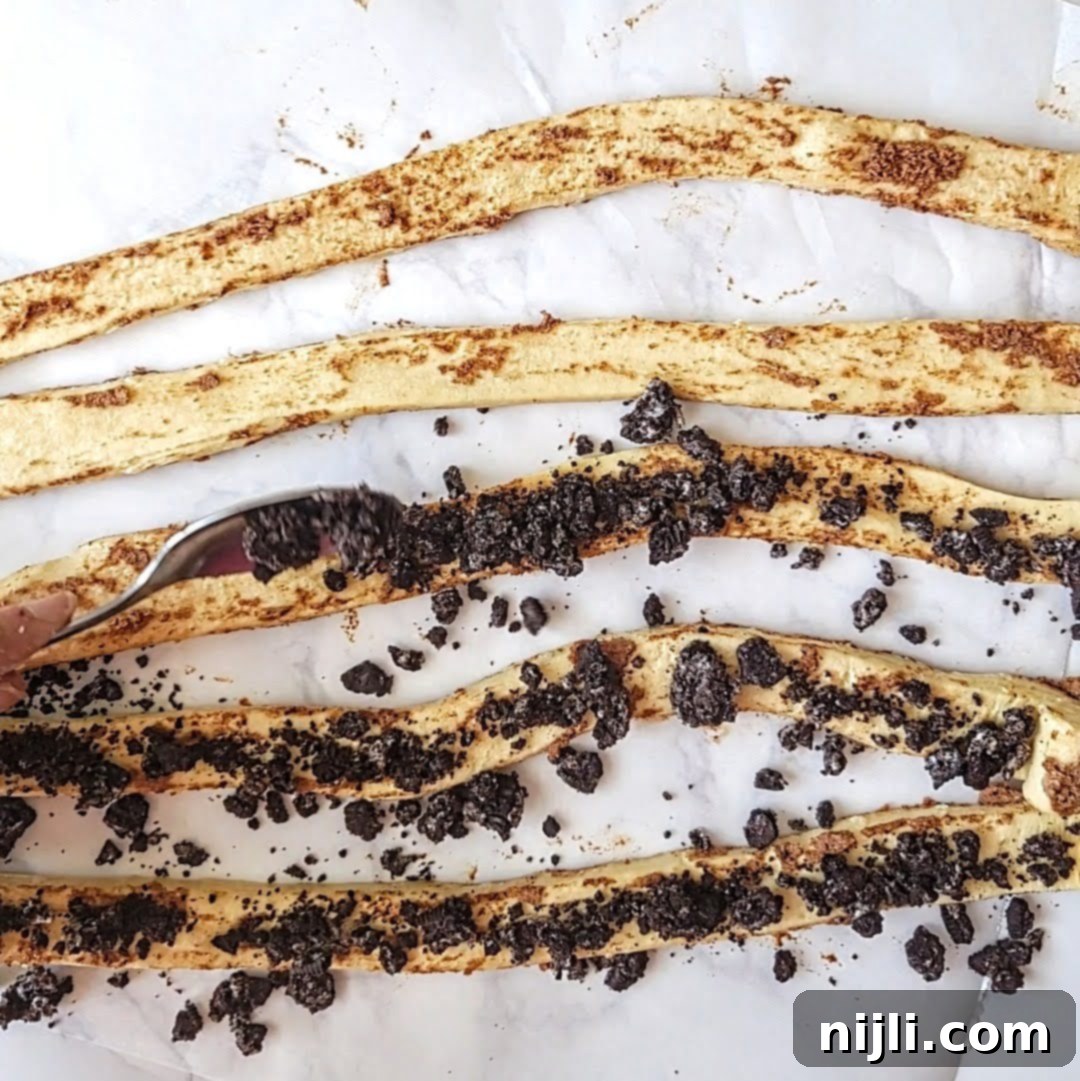 step one of Oreo Cinnamon Rolls recipe