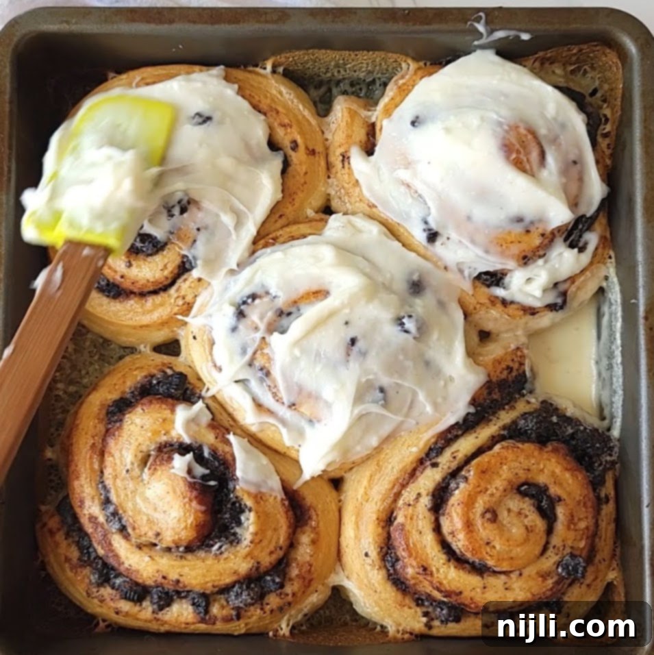 step four of Oreo Cinnamon Rolls recipe
