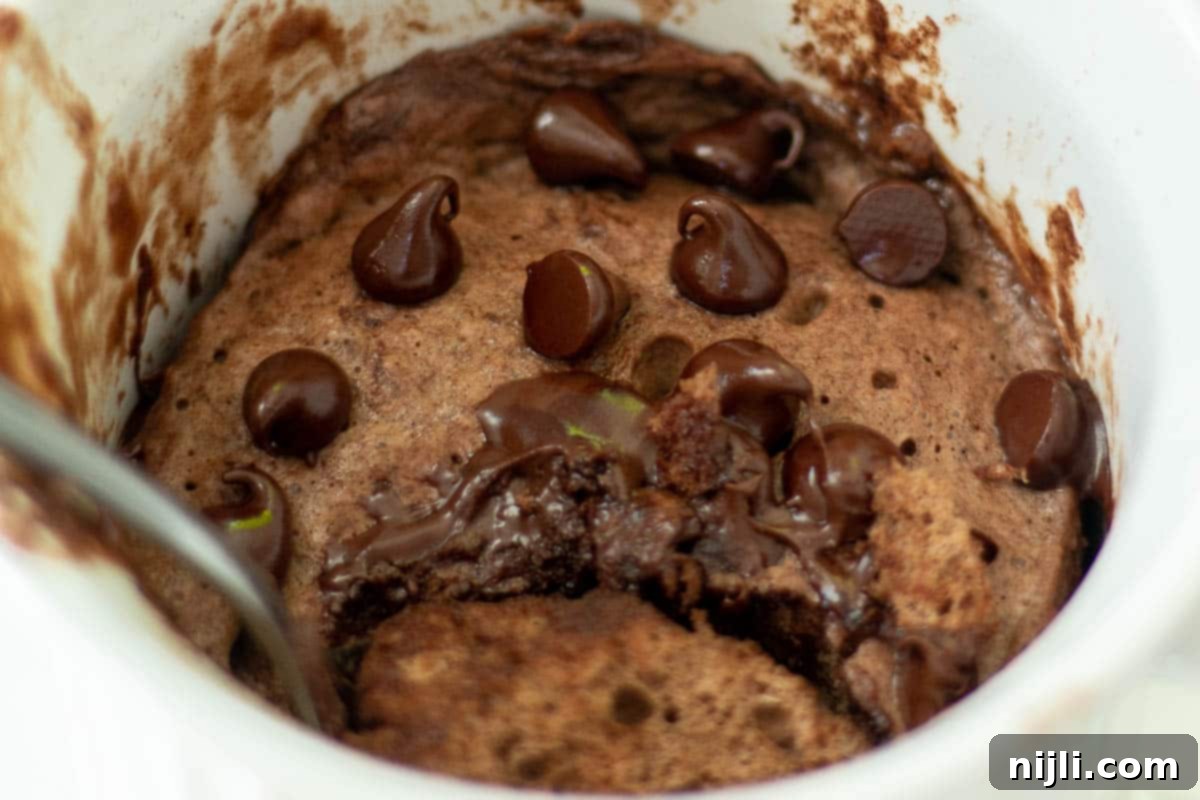 Healthy Protein Mug Cake in Minutes 4 three ingredient protein mug cake closeup