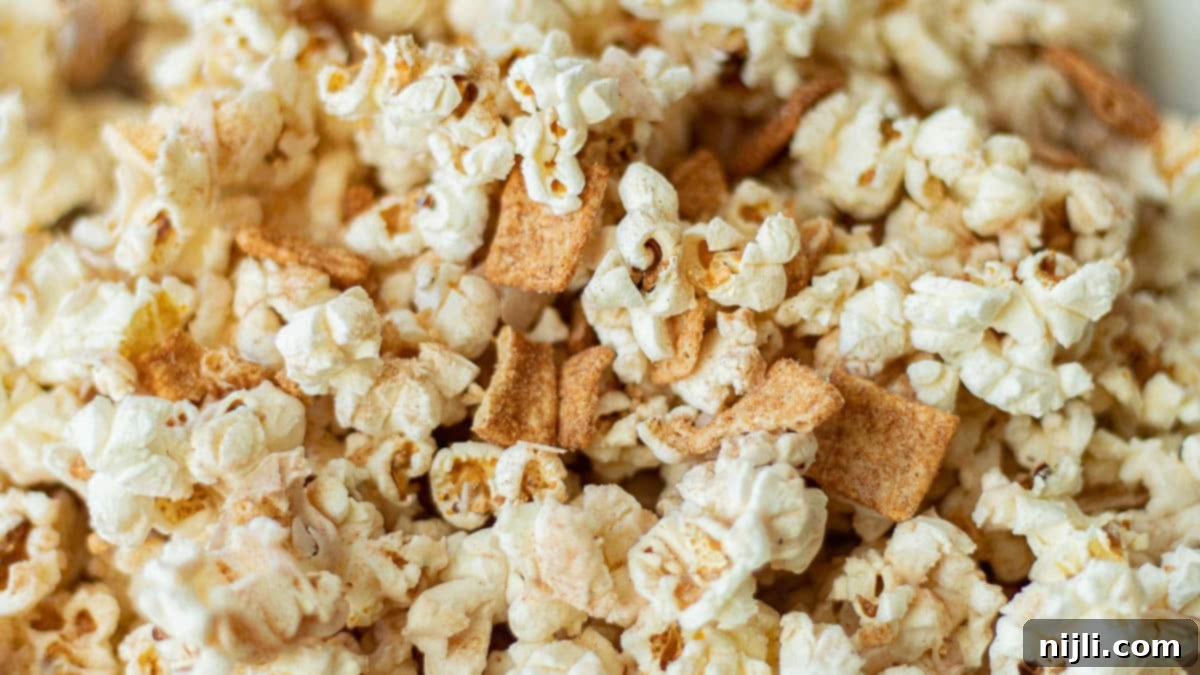 Cinnamon Toast Crunch Popcorn in a festive bowl, ready to be served