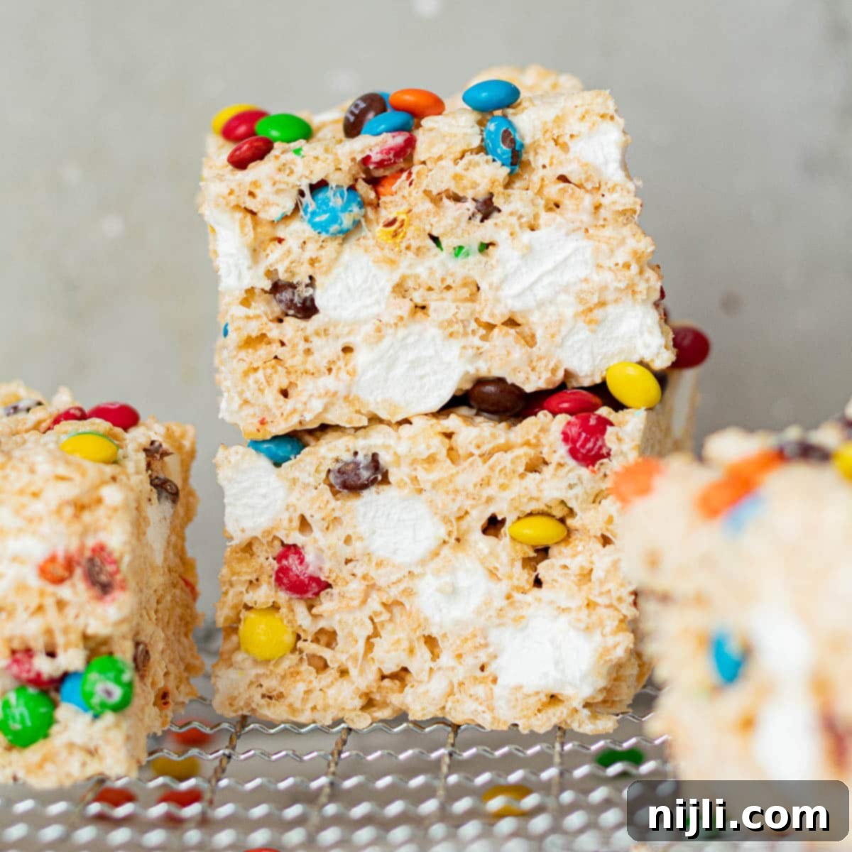 Colorful M and M Rice Krispie Treats 14 m&m rice krispie treats