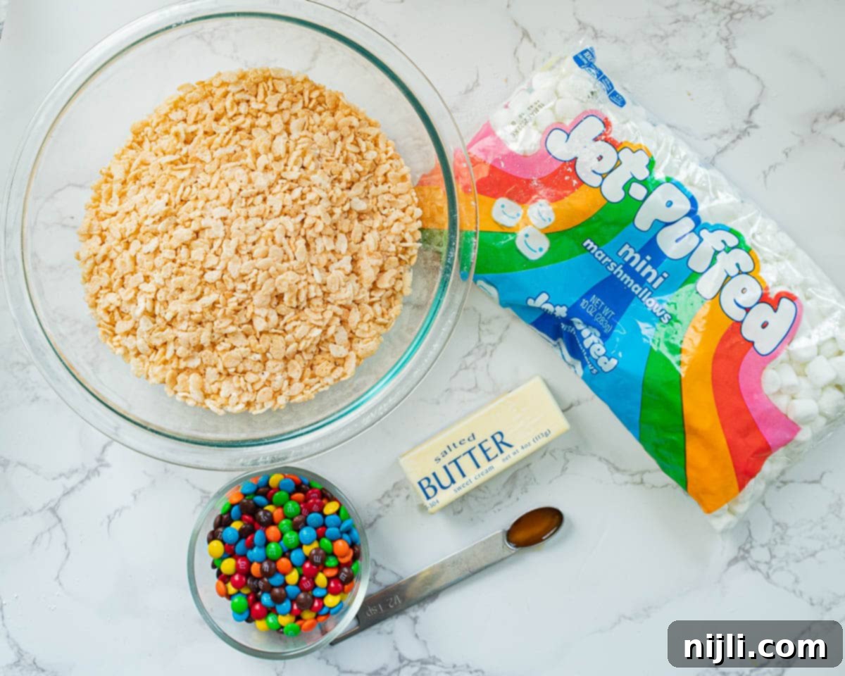 Colorful M and M Rice Krispie Treats 3 m&m rice krispie treats ingredients