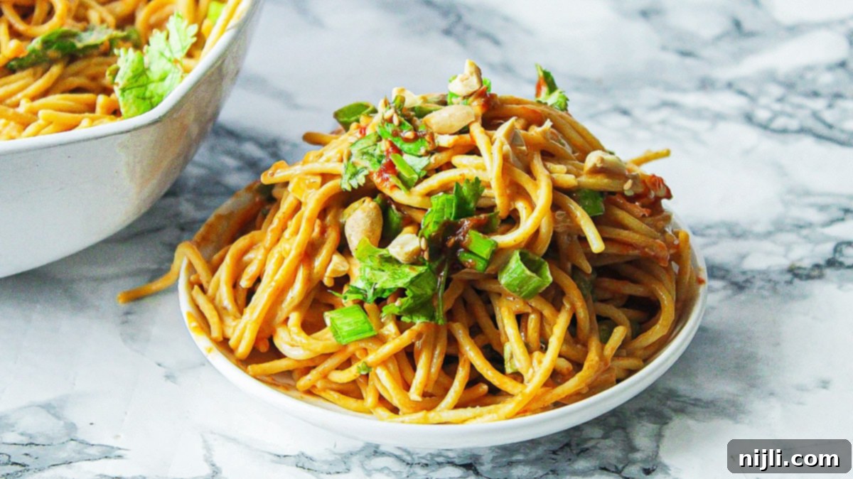 Creamy Peanut Noodle Salad 4 easy peanut noodle salad in a bowl