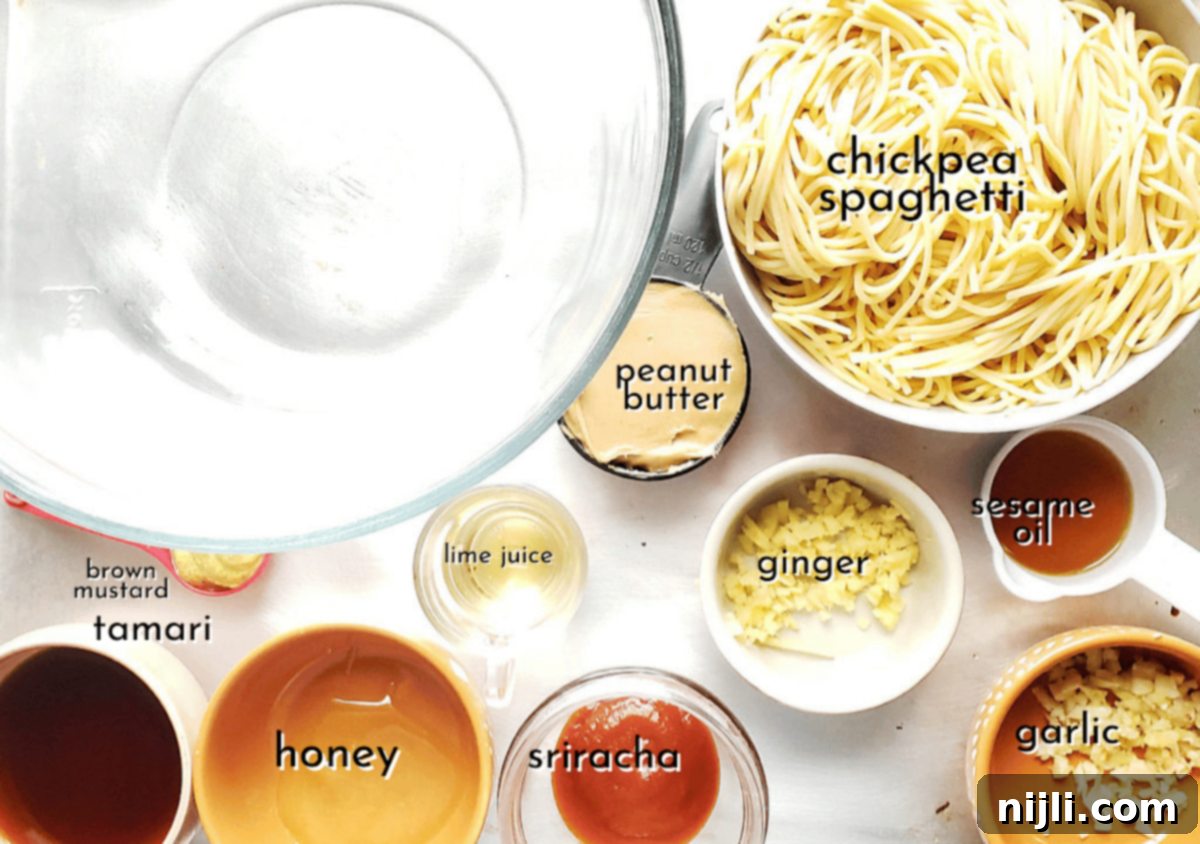 Creamy Peanut Noodle Salad 6 ingredients for cold peanut noodle salad