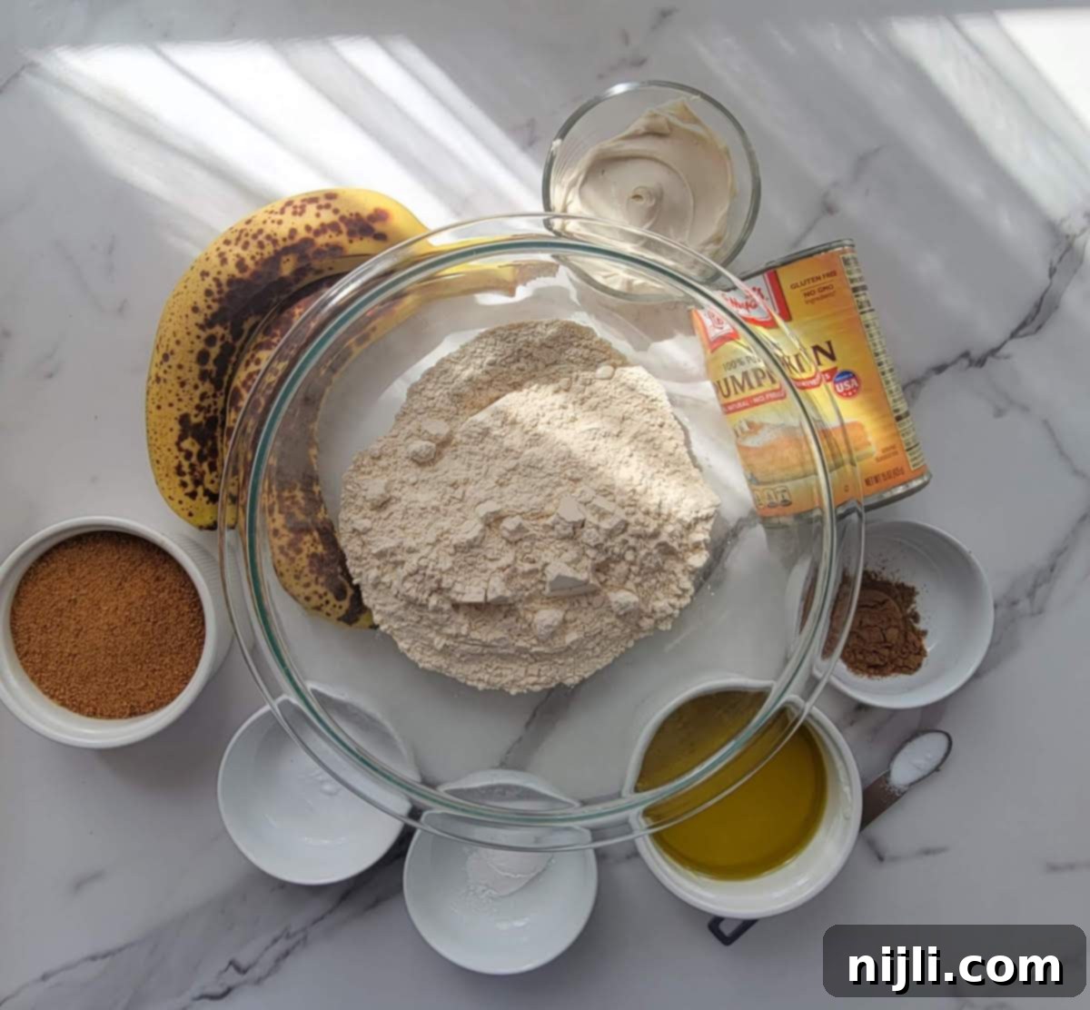 Spiced Banana Pumpkin Muffins 5 moist pumpkin banana muffins ingredients