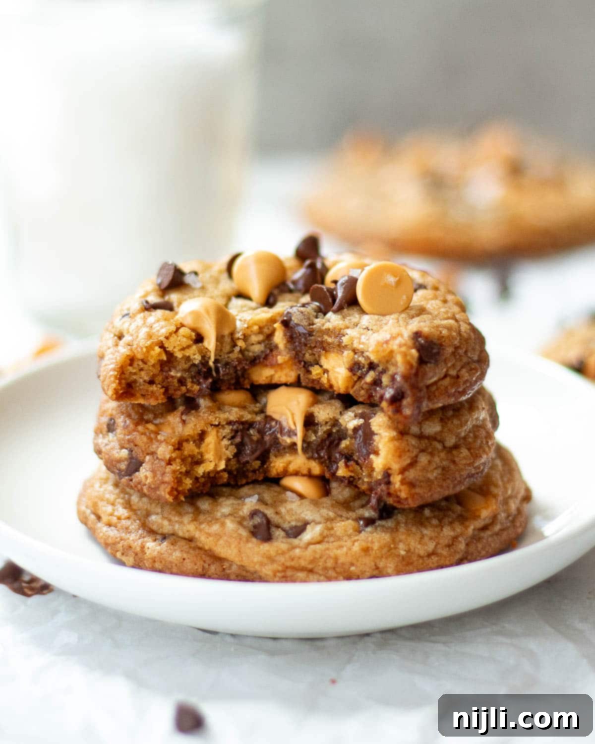 Butterscotch Chocolate Chip Cookies 12 best butterscotch chocolate chip cookies stacked on a plate