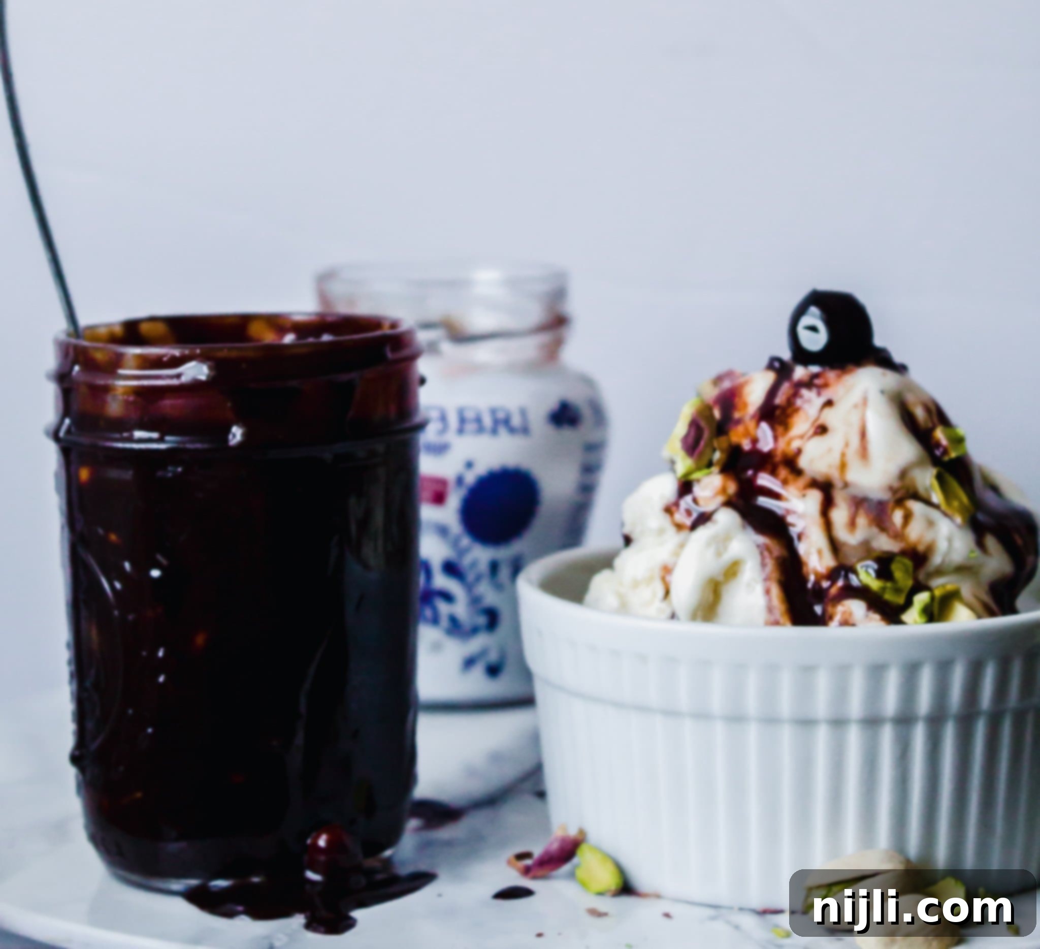 Decadent Amarena Cherry Chocolate Sauce 5 Amarena cherry chocolate sauce in a jar