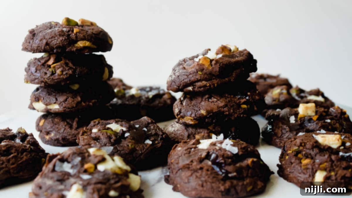 Stacks of brownie box mix cookies