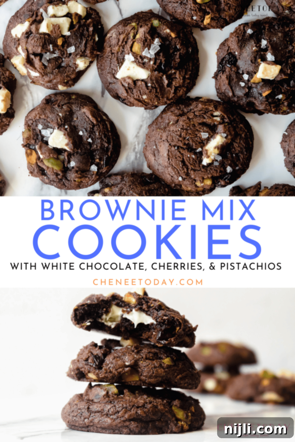 Decadent White Chocolate Cherry Pistachio Brownie Cookies 8 img 246 7