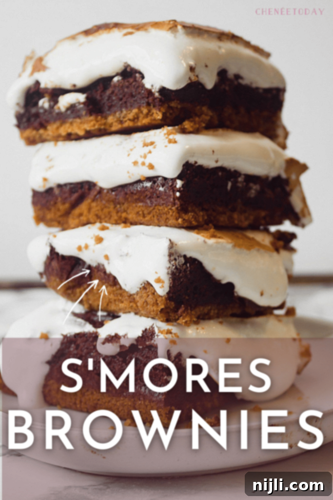 Fireside S'mores Brownie Squares 6 Homemade S'mores Brownies Recipe with Marshmallow Fluff | Chenée Today