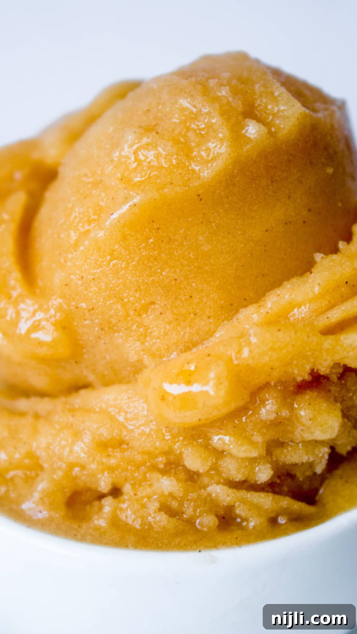 Sunkissed Peach Delight 3 peach sorbet in a bowl