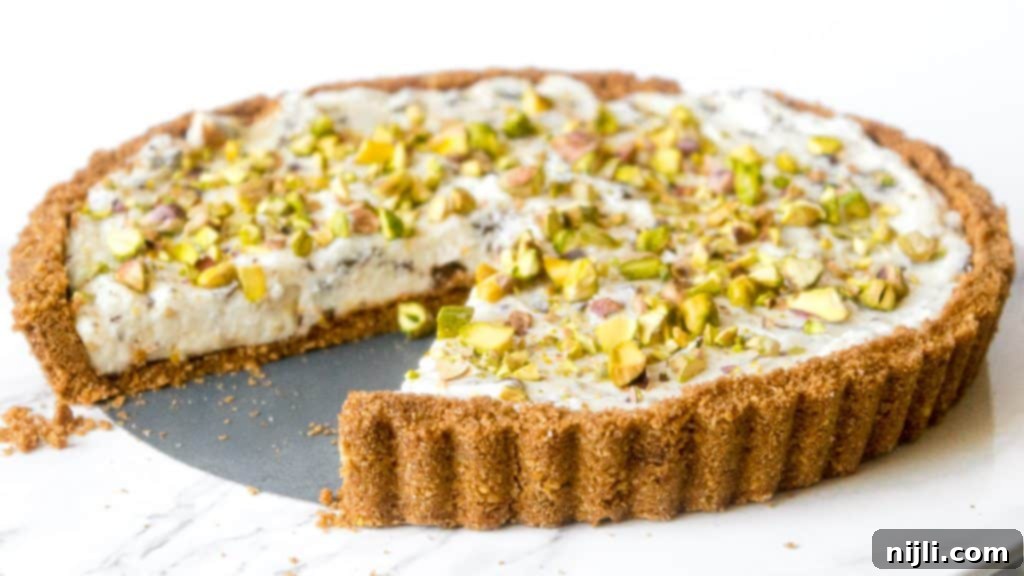 Close up of a no bake cannoli pie