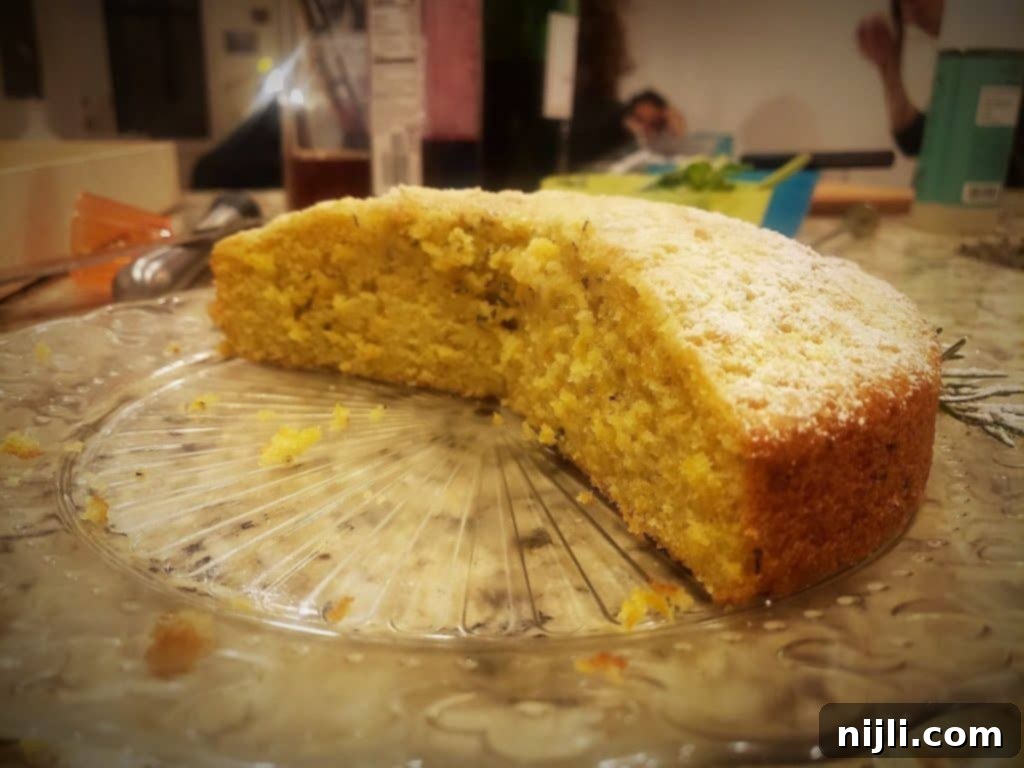 a cut rosemary citrus olive oil cake