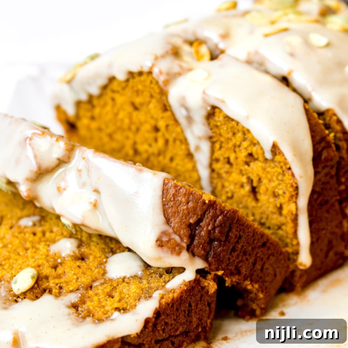 closeup of sour cream pumpkin bread