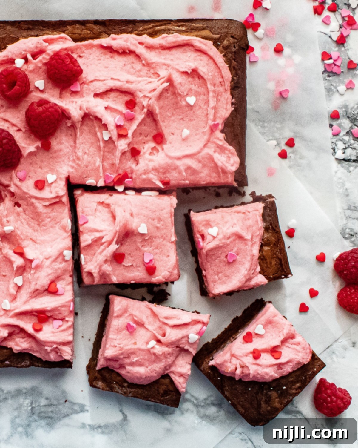 frozen raspberry brownies from above