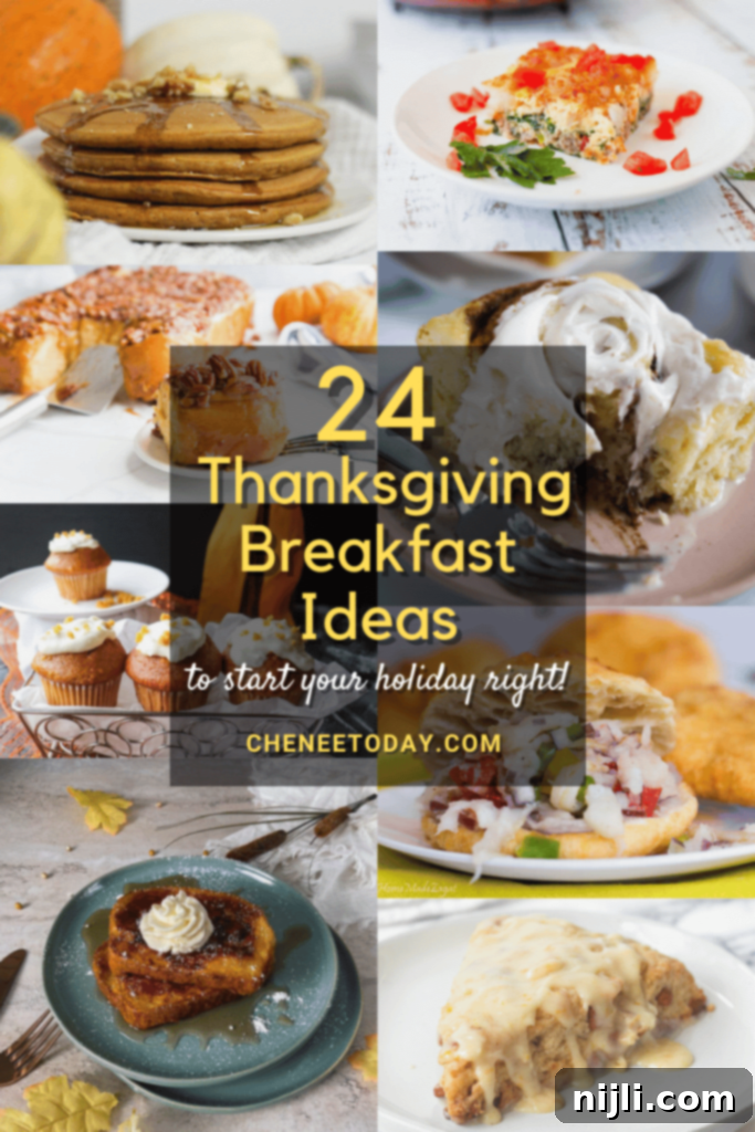 Pin these 25 Thanksgiving Breakfast and Brunch Ideas for your holiday planning!