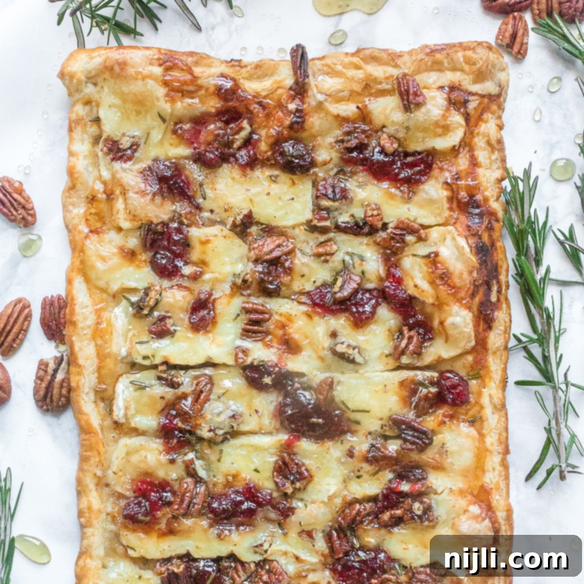 Vibrant Cranberry and Creamy Brie Tart 2 overhead shot of brie tart