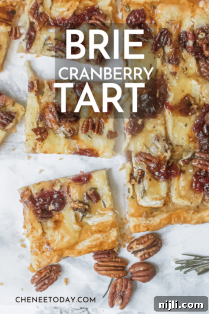 Vibrant Cranberry and Creamy Brie Tart 9 puff pastry tart