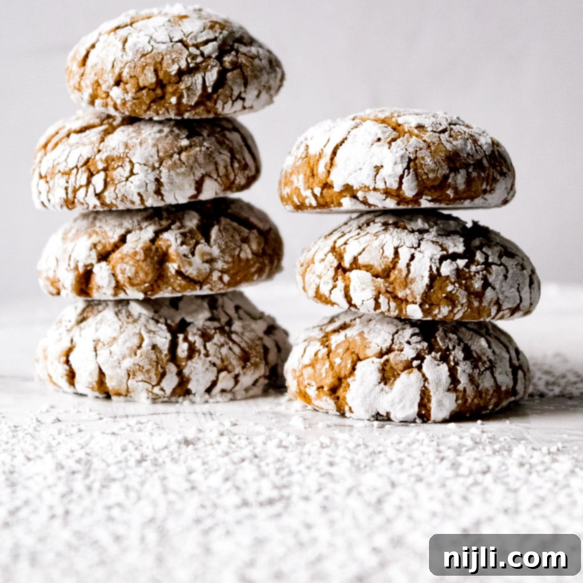 Spiced Ginger Crinkles 7 ginger crinkle cookies stacked