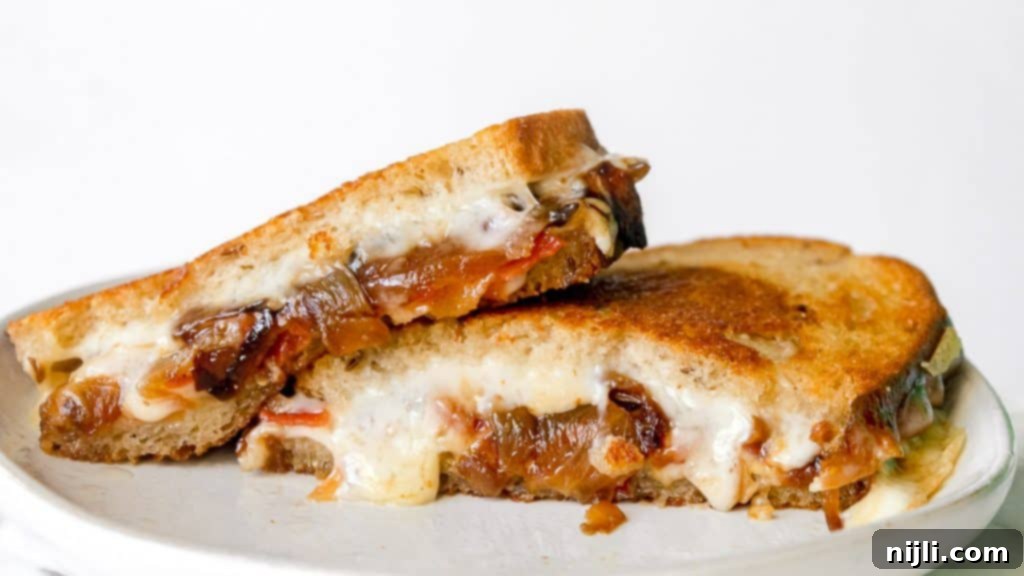 Ultimate Havarti Bacon Melt with Sweet Onions 4 Havarti Grilled Cheese sandwich sliced